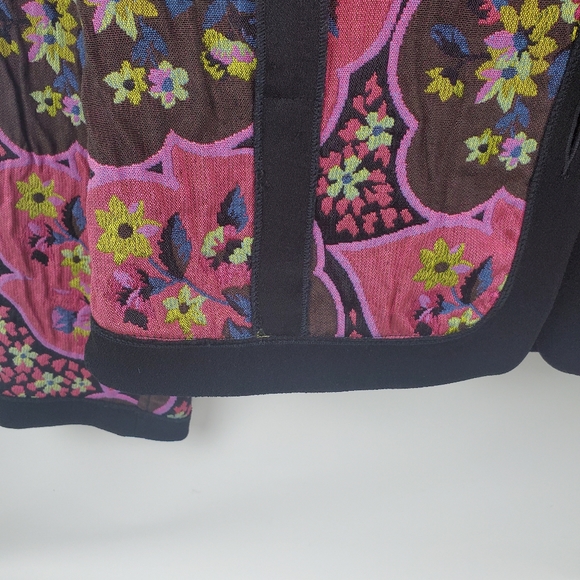 Canvasback Vintage Vibrant Multicolor Flower Cotton Blend Blazer Size 14 - Picture 5 of 9